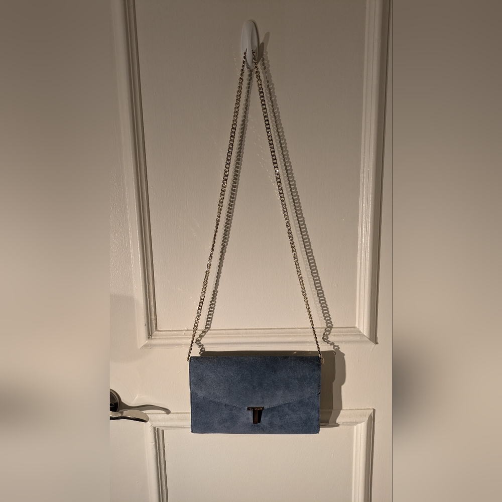 Ted Baker Blue Suede Chain Crossbody Bag